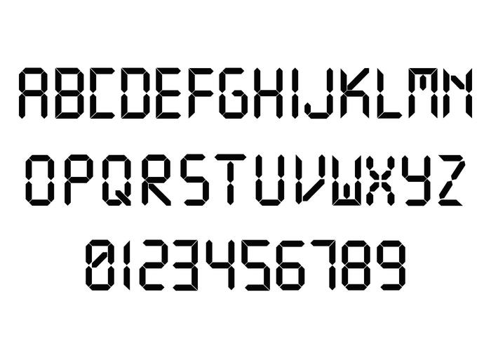 Digital Font And Number vector