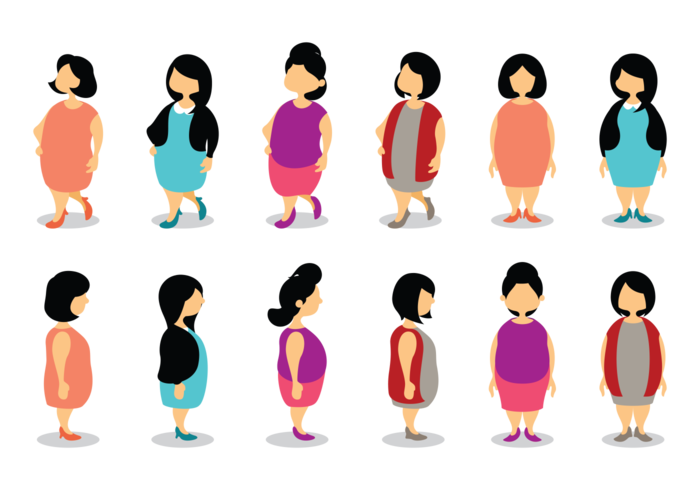 Plus Size Girls Cartoon vector