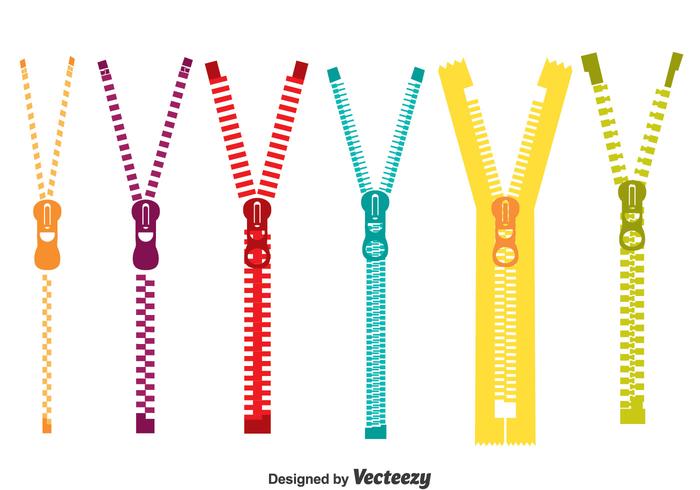 Colorful Zipper Pull Vector Set