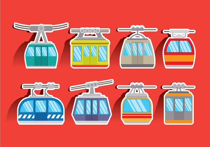 Colorful Cable Car Vector Icons