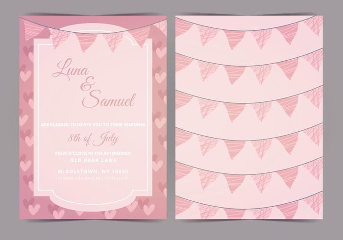 Pink Bunting Vector Wedding Invite