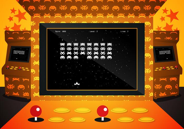 Arcade Invaders Game Illustration Vector - Download Free Vectors