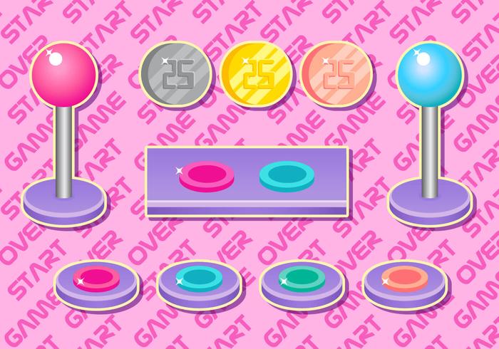 Arcade Button Girly Vector Set