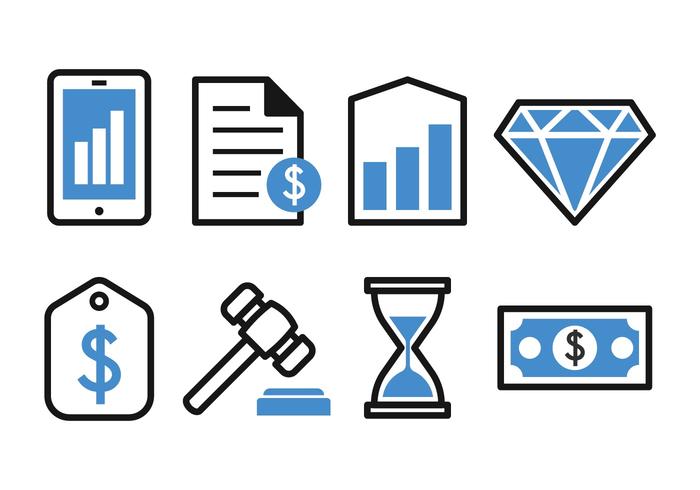 Conjunto de iconos de negocios y finanzas libres vector