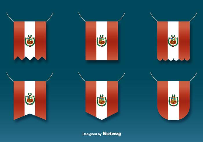 Vector Hanging Flags of Peru Set