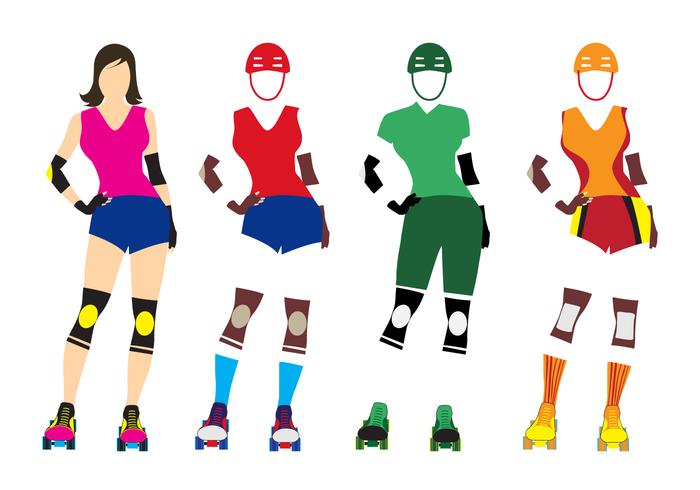 Plantilla de ilustración de Roller Derby Girl vector