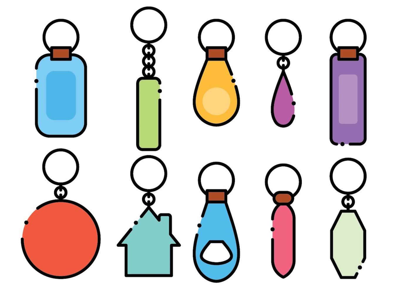 Minimalist Key Chain Vector Icon Set - Download Free Vector Art, Stock