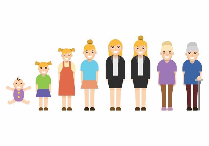 Grow Up Female Set vector