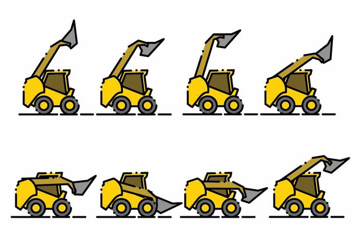 Minimalist Skid Steer Icon Set vector