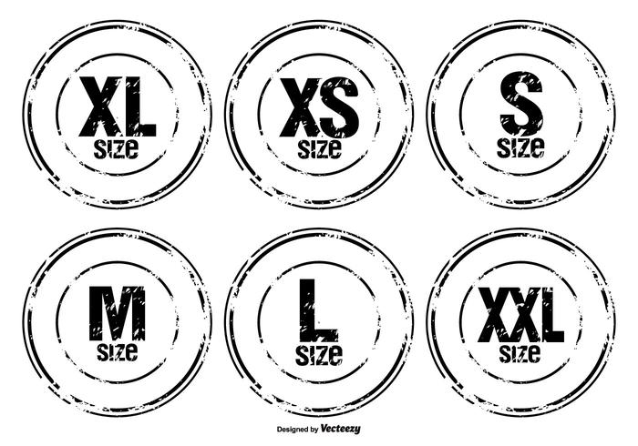Grunge Style Size Badges vector