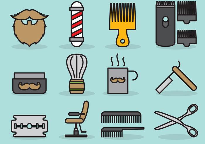 Iconos lindos del peluquero vector