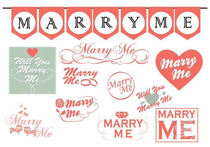 Marry Me Signs Collection vector