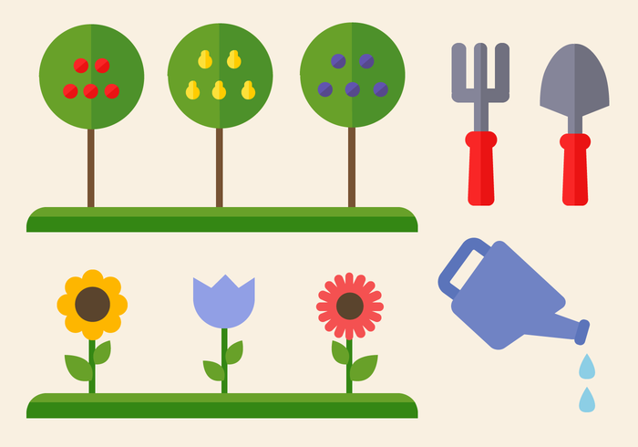 Free Gardening Elements Vector Free Gardening Elements Vector