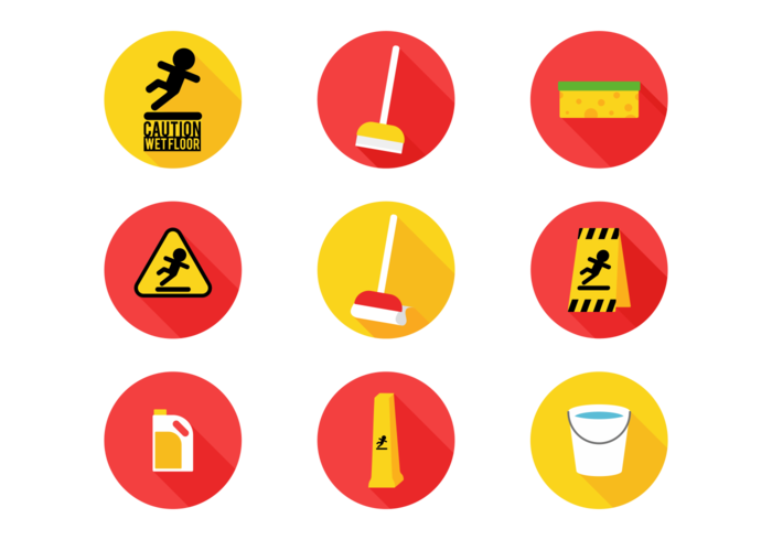 Wet Floor Sign Flat Icons vector