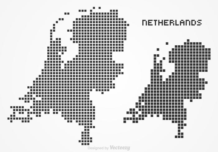 Vector de mapa de píxeles Países Bajos gratis