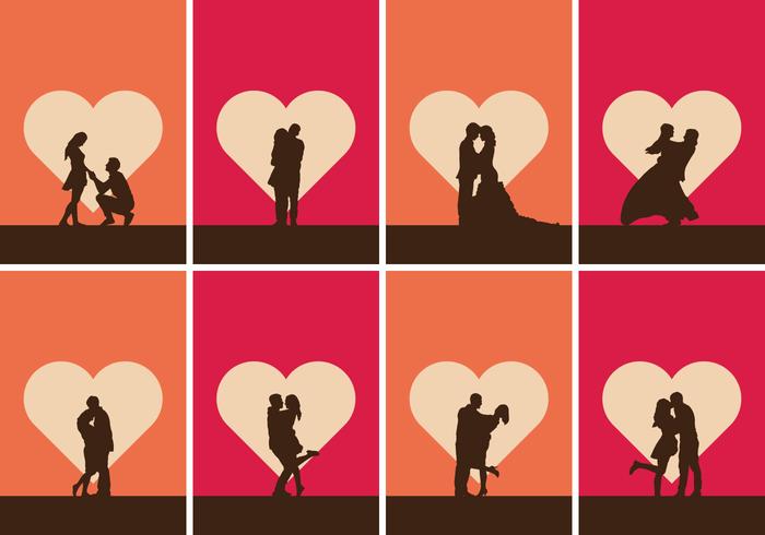 Romántico conjunto de ilustración vector