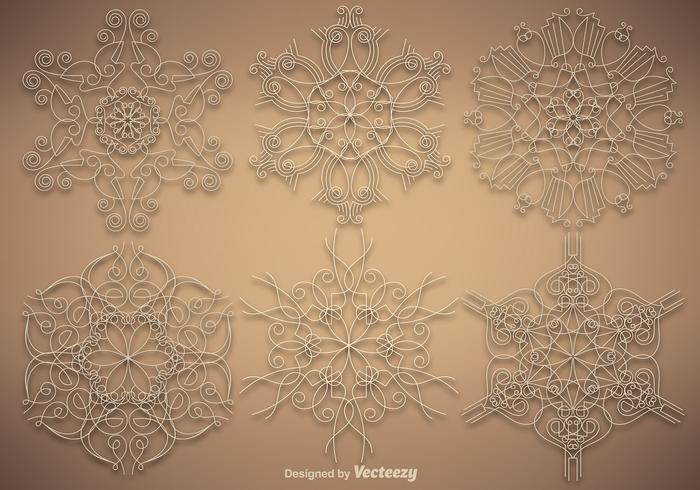 Vector Set Of Ornamental Snowflakes Vector Set Of Ornamental Snowflakes