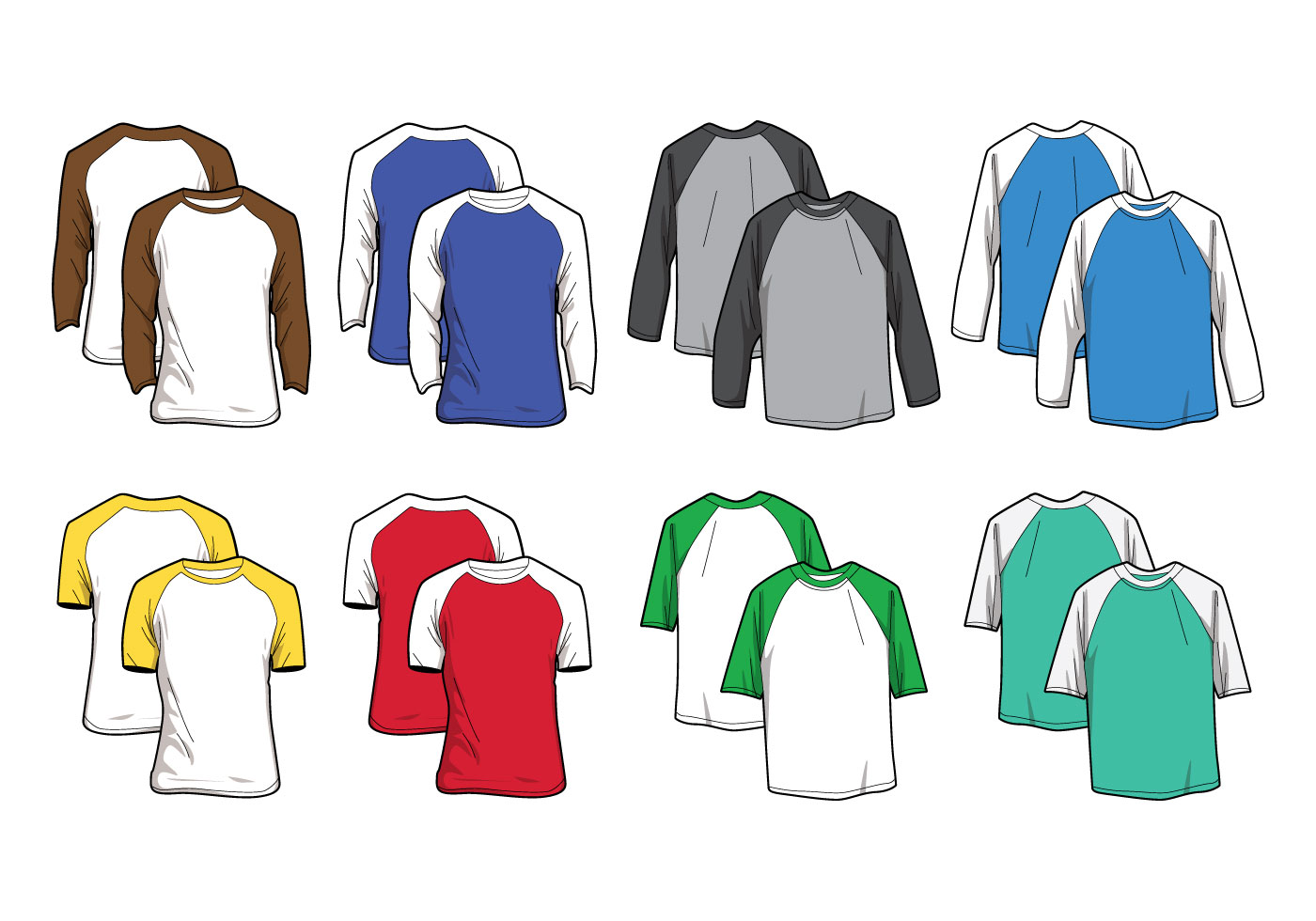 Download Raglan T-shirt Vector - Download Free Vector Art, Stock Graphics & Images