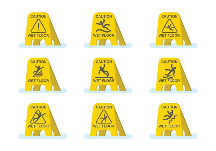 Free Wet Floor Caution Set vector