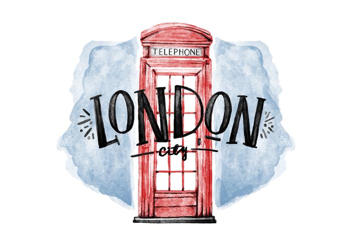 Telephone De Cabine Gratuit Vecteur Aquarelle Londres