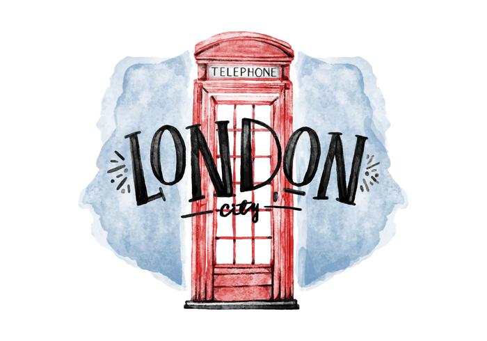 Free Cabin Telephone London Watercolor Vector