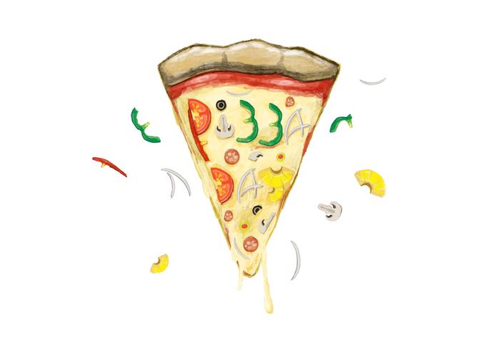 Free Pizza Day Watercolor Vector