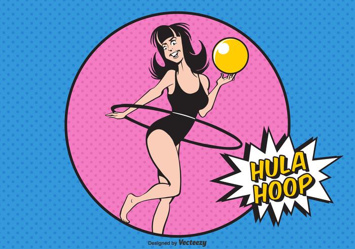 Free Girl With Hula Hoop Vector Illustration