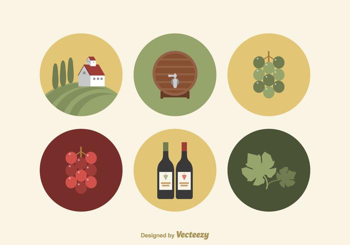 Iconos libres del vector del vino plano