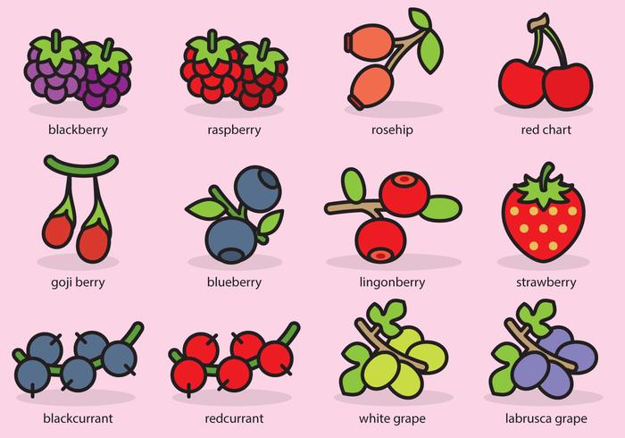 Cute Berries Icons vector