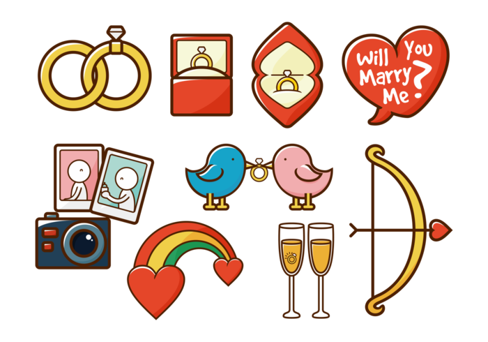 Elements Marry Me icons vector