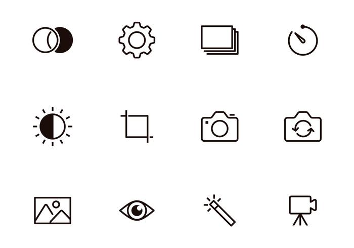 Photography Thin Icons vector