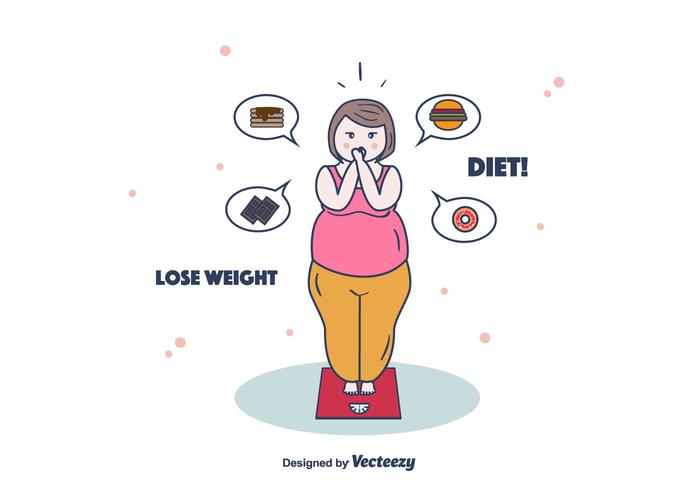 Woman On Weighing Scale vector