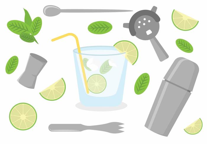 Flat Caipirinha Icon Set vector