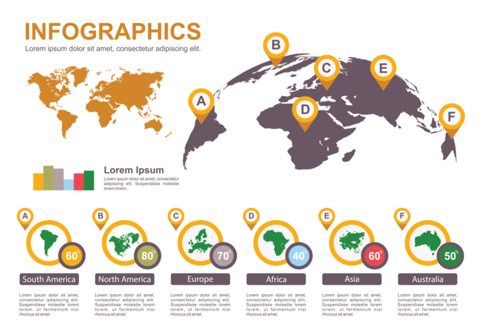 World map infographic vector