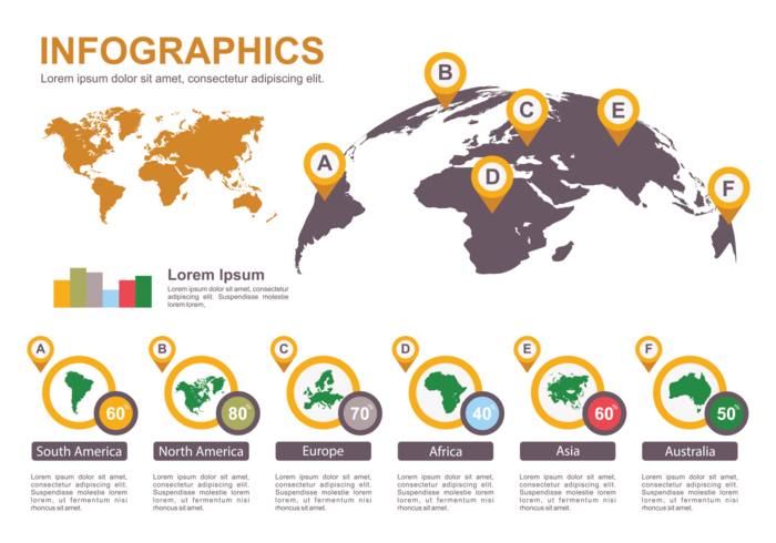 Mapa del mundo infográfico vector