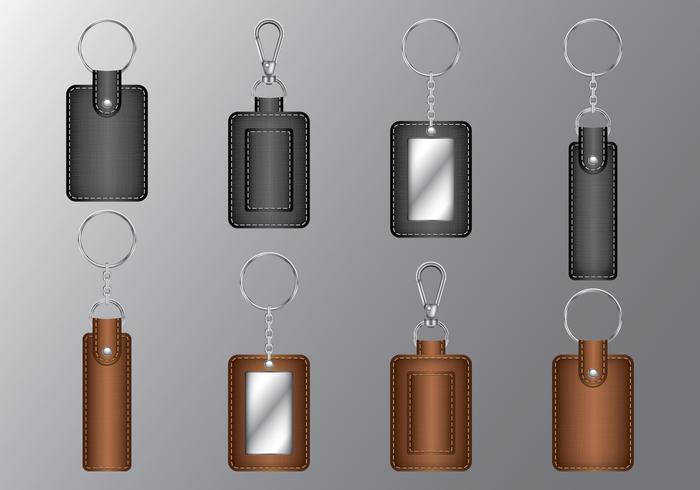Leather Rectangle Keychains vector