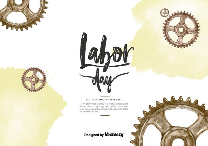 Labor Day Gears Watercolor Vector