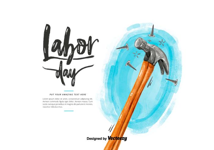 Labor Day Hammer Watercolor Vector