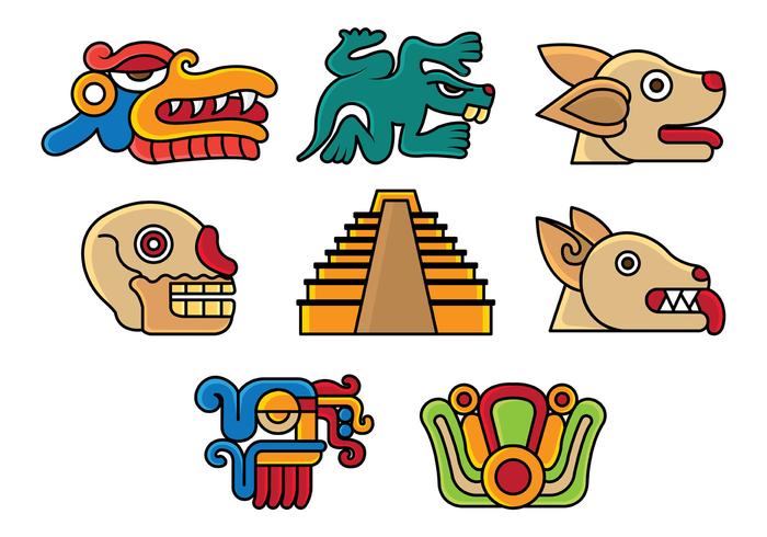 Set Of Quetzalcoatl Icons vector