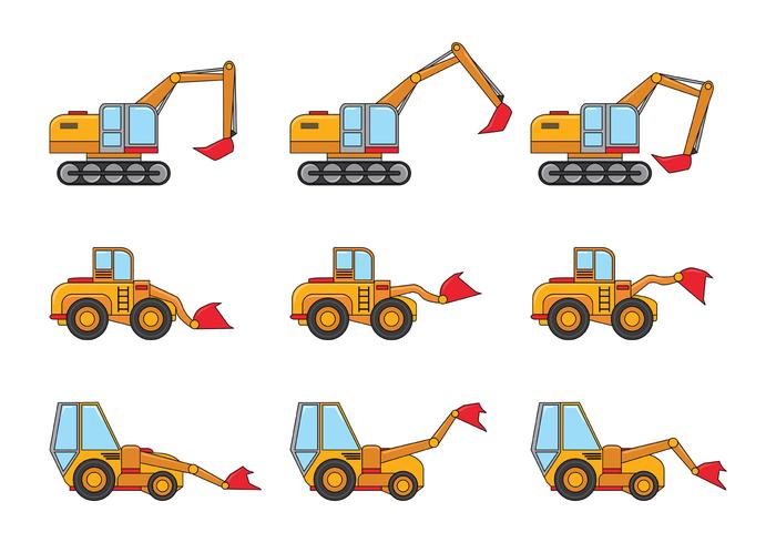 Skid Steer iconos vectoriales vector