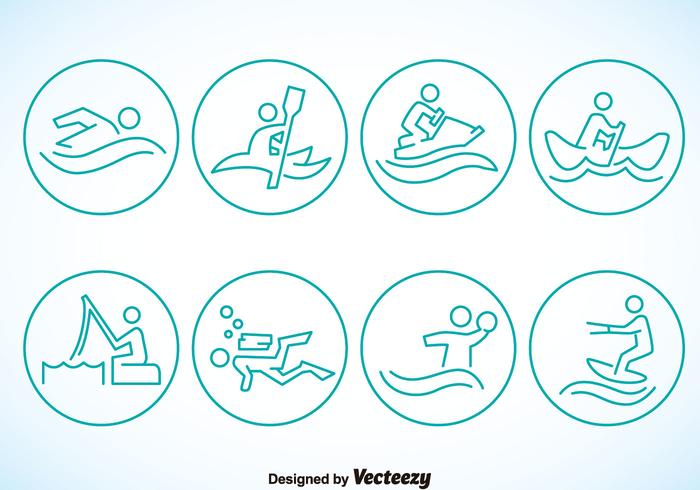 Water Sports Circle Icons