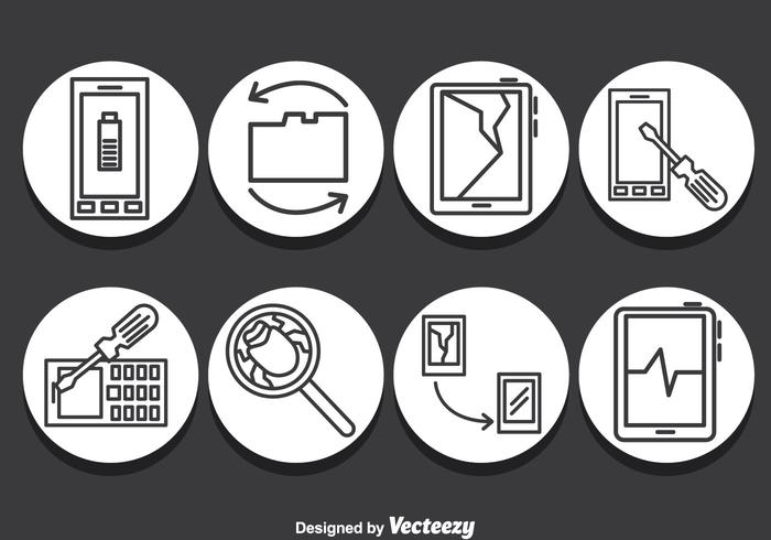 Iconos de reparación de teléfonos inteligentes Vector