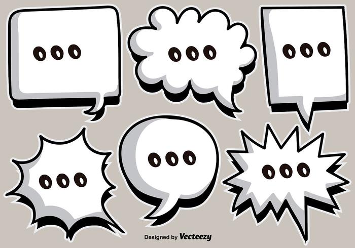 Vector de dibujos animados blanco Speech Bubbles