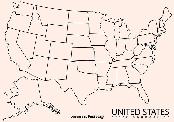 Blank Outline Map Of USA vector