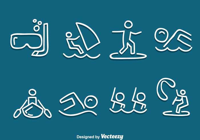 Hand Drawn Water Sport Vector Set Hand Drawn Water Sport Vector Set