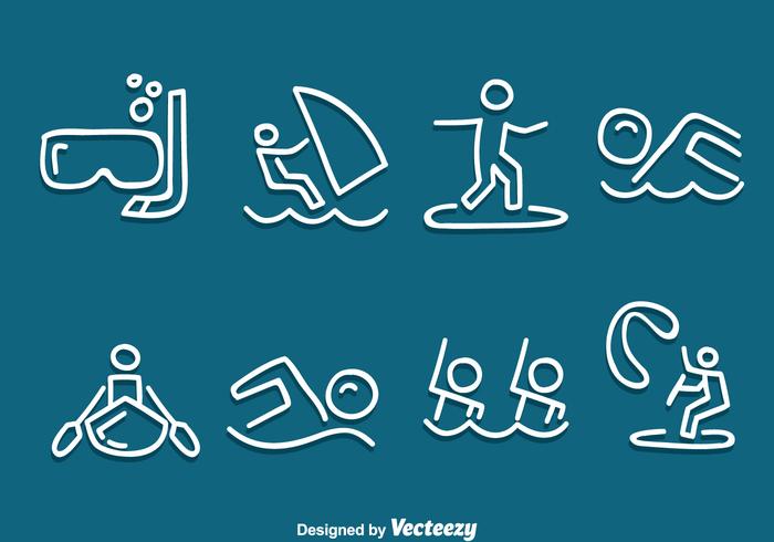 Hand Drawn Water Sport Vector Set