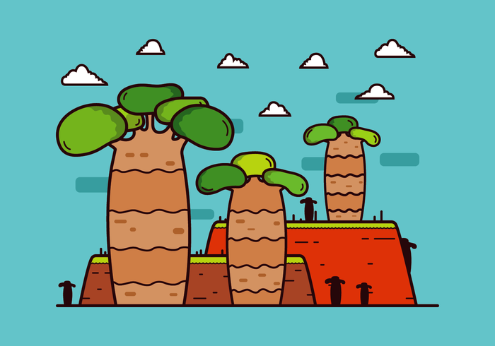 Árbol de Baobab Gratis Vector