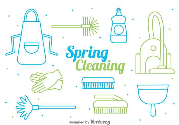 Spring Cleaning Line Style Vector