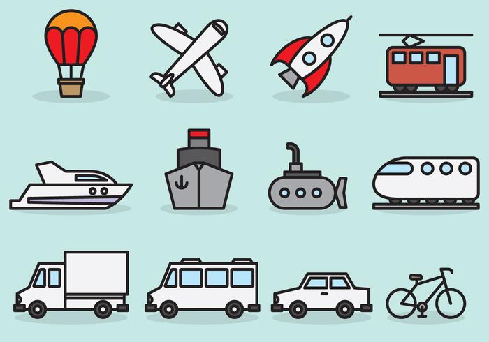 Iconos lindos del transporte vector