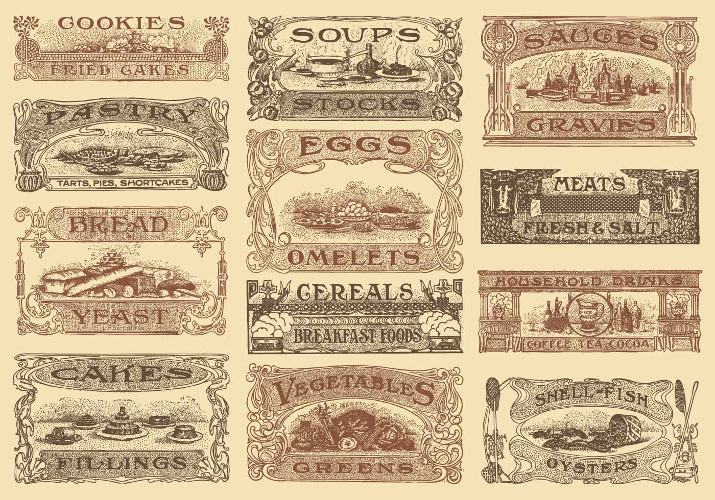 printable vintage food labels